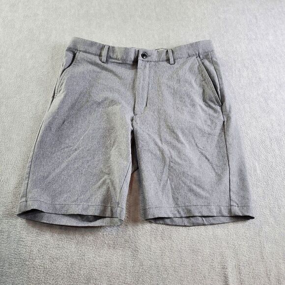 Greg Norman Shorts Men 34 Gray Chino Golf Flat Front Regular Fit Preppy - Picture 1 of 7